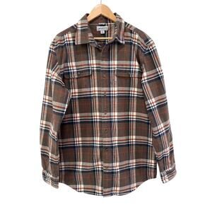 Carhartt Original Fit Plaid Heavy Button Up Flannel Shirt Mens L Tall Lumberjack